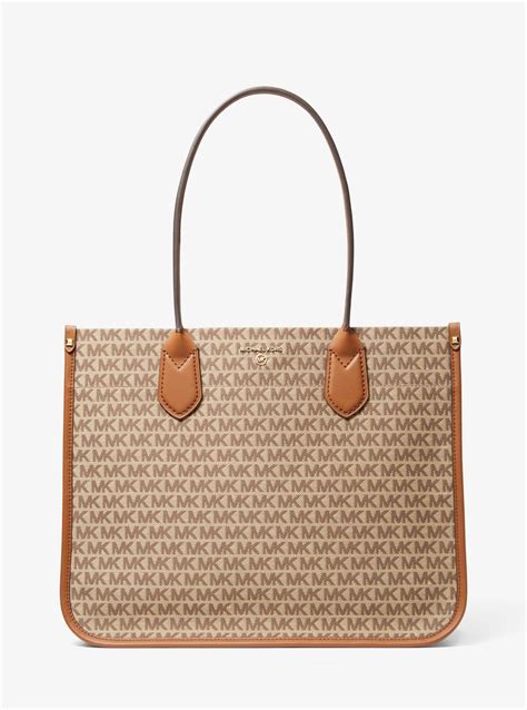 fawn michael kors bag|Heidi Large Logo Jacquard Tote Bag .